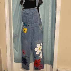 Misslook Fashion Denim Floral-Print  Overall